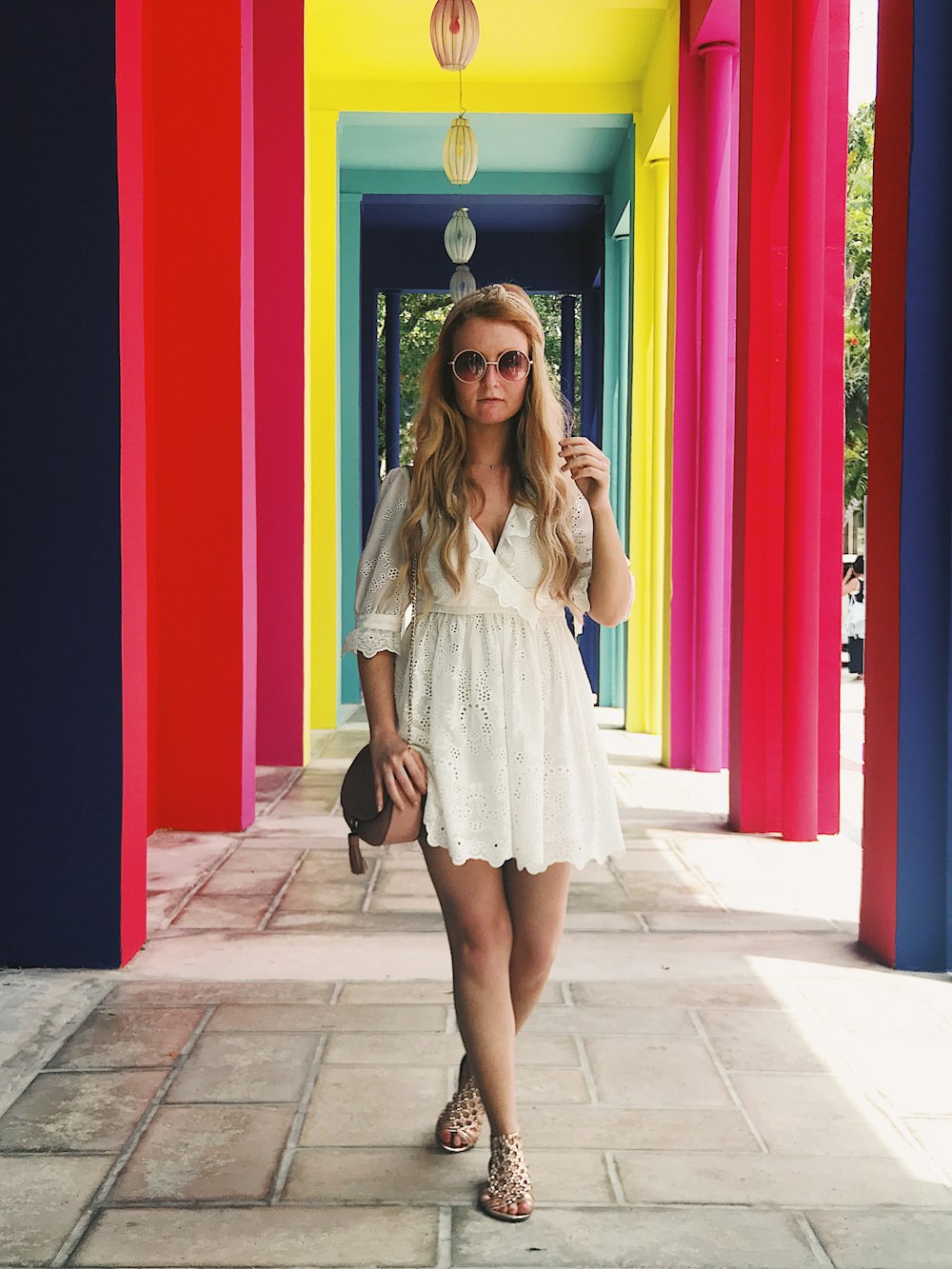 women's white V-neck half-sleeved mini dress