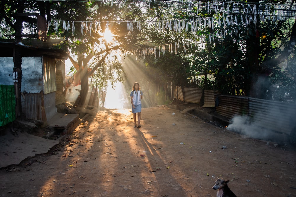 person standing near trees