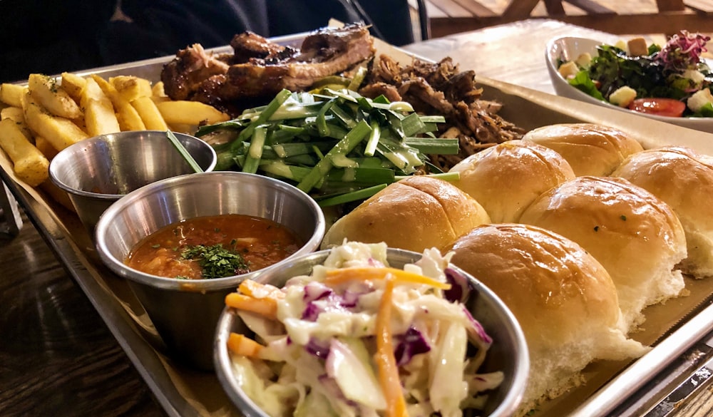 cooked food on tray