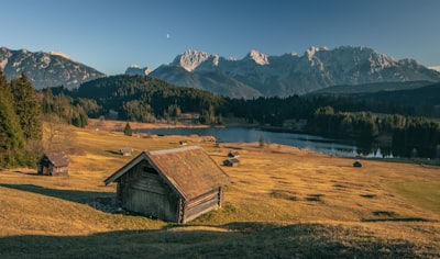 brown wooden house dreamlike teams background