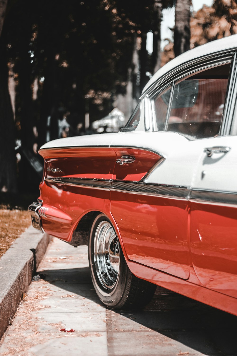 red and white car