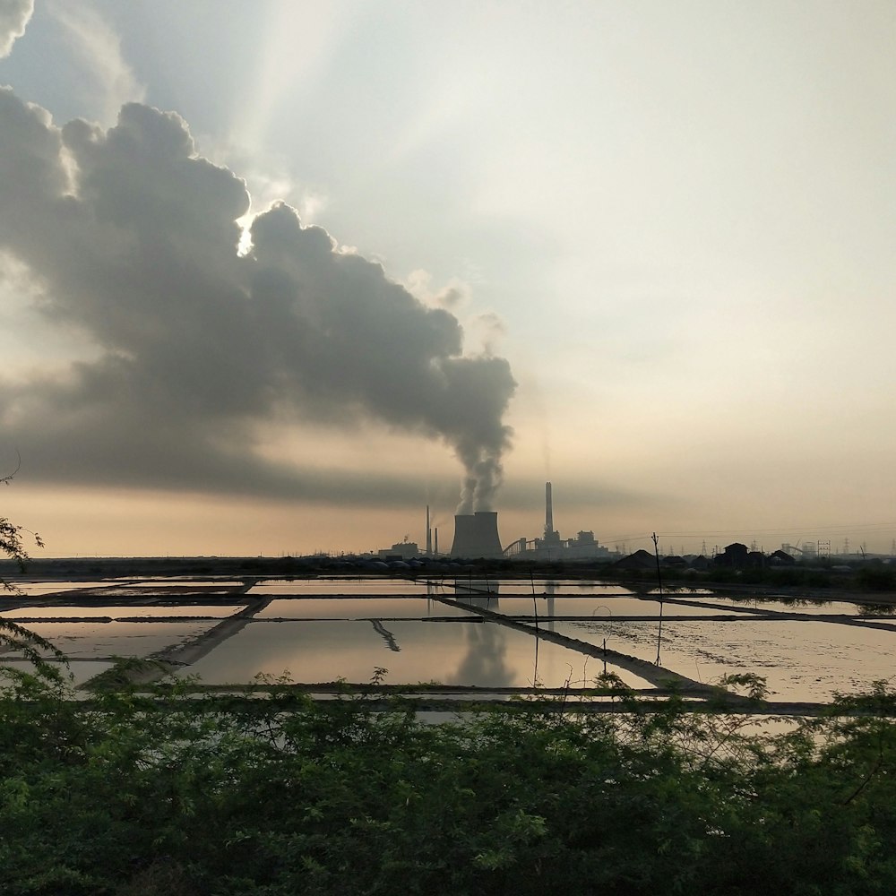 body of water near factory during daytime