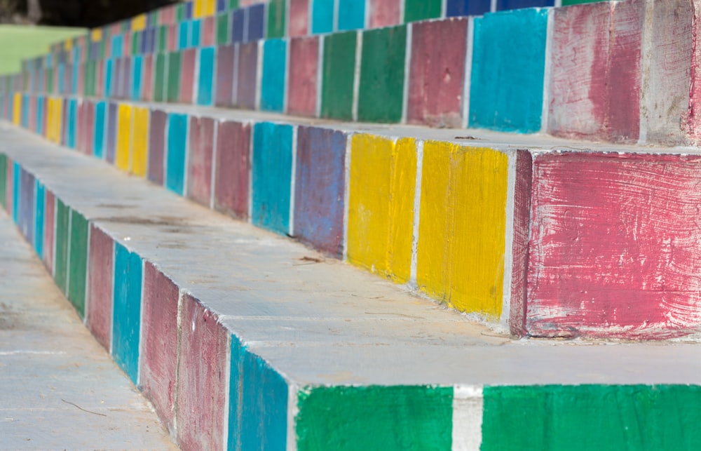 multicolored concrete stairs