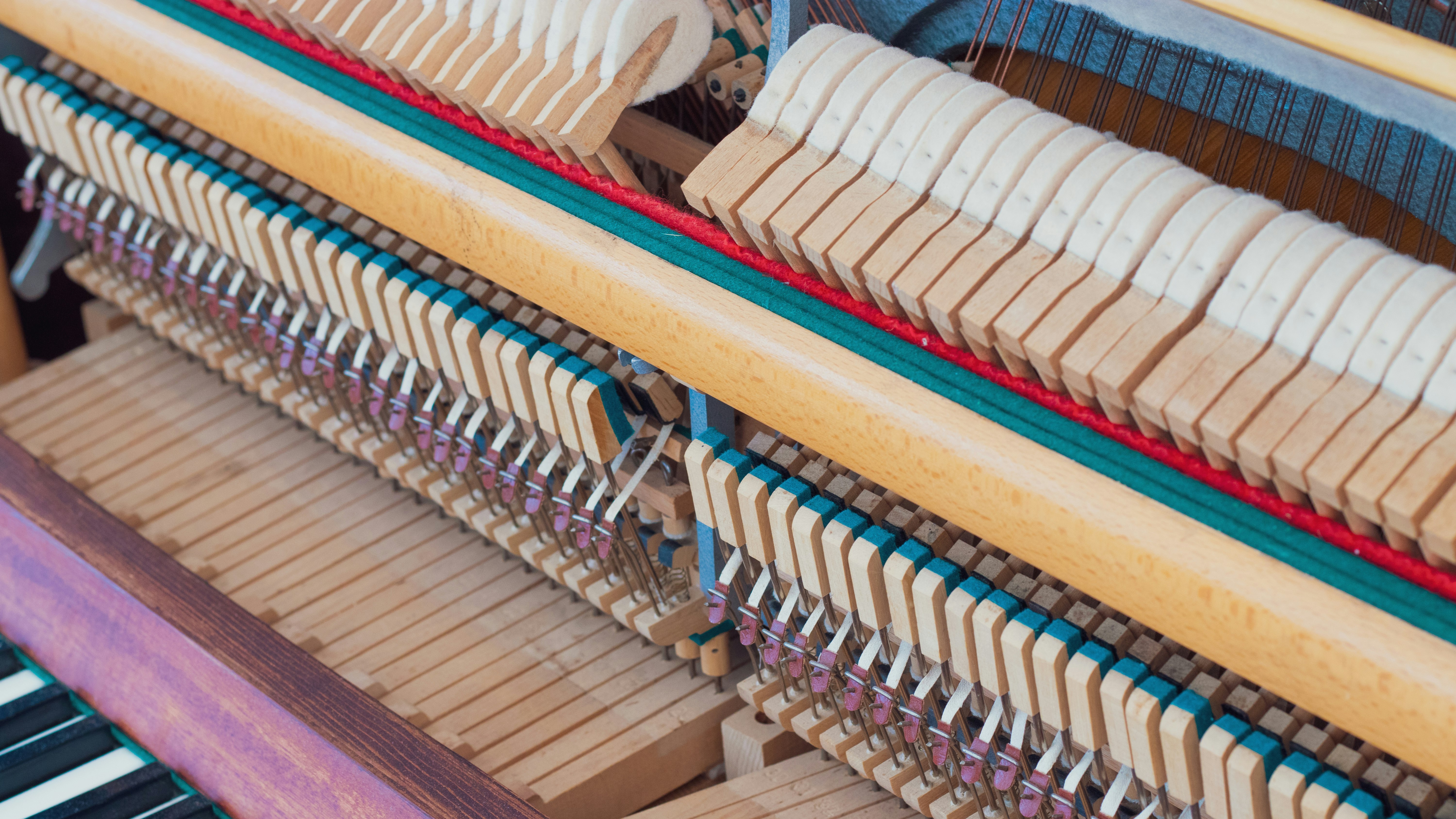 brown and white piano interior