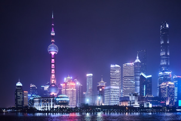 Oriental Pearl Tower at night time