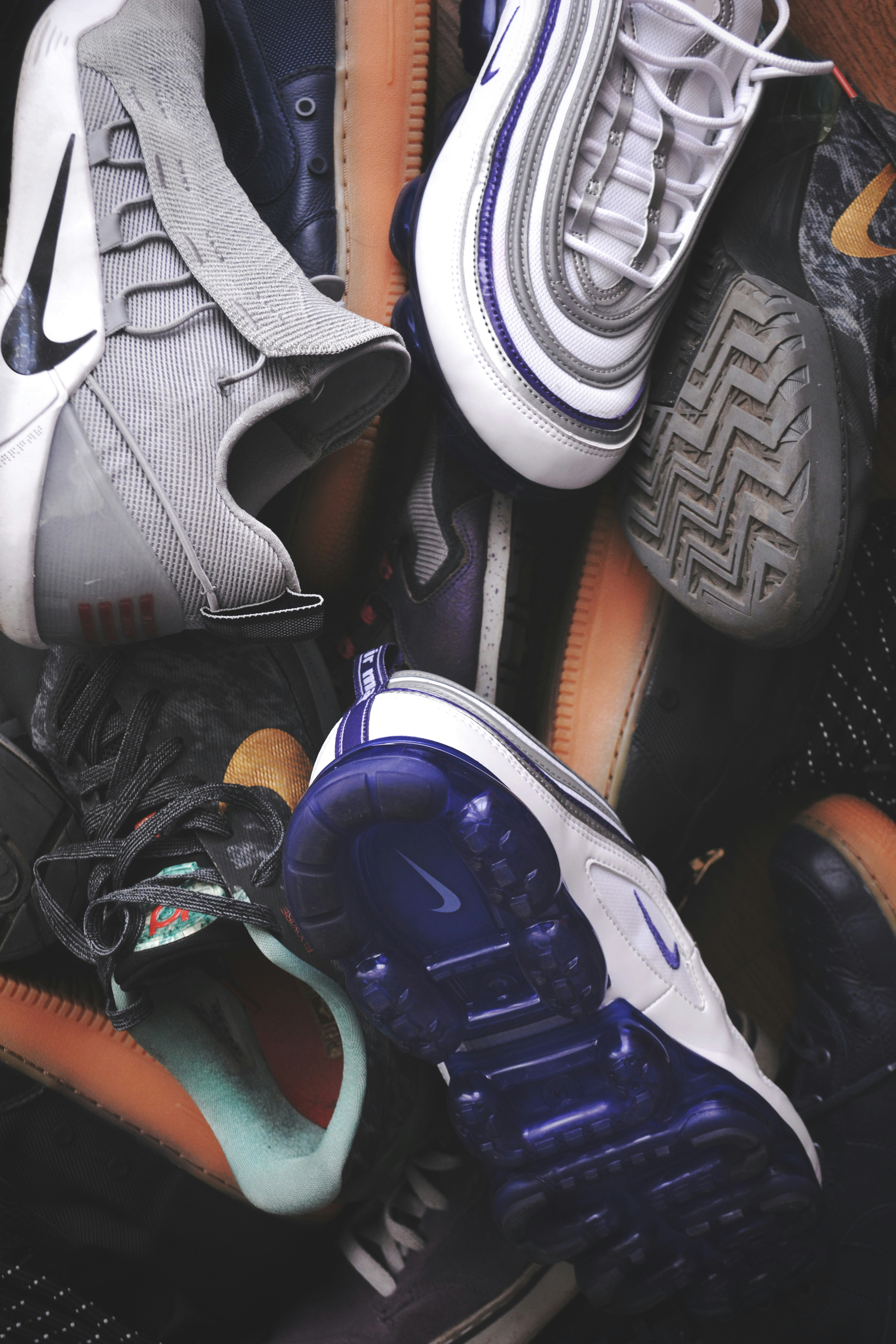 bunch of basketball shoes