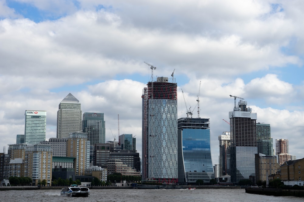 city with high-rise buildings under white skies