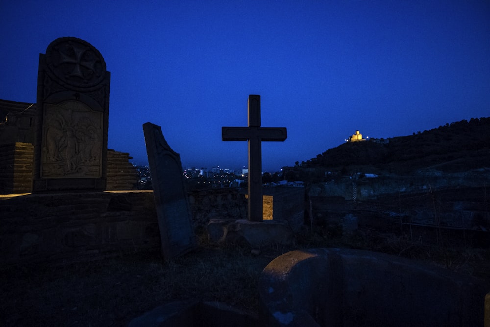 cemetery area during night time