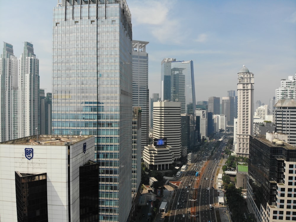 road between buildings at daytime