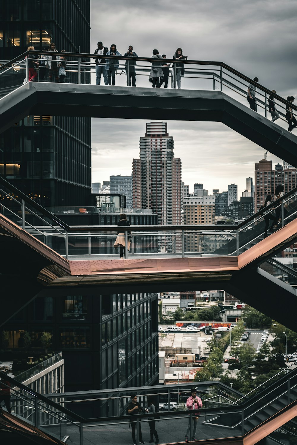 people standing on staircase