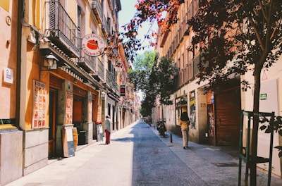 Historic cobbled street in Madrid