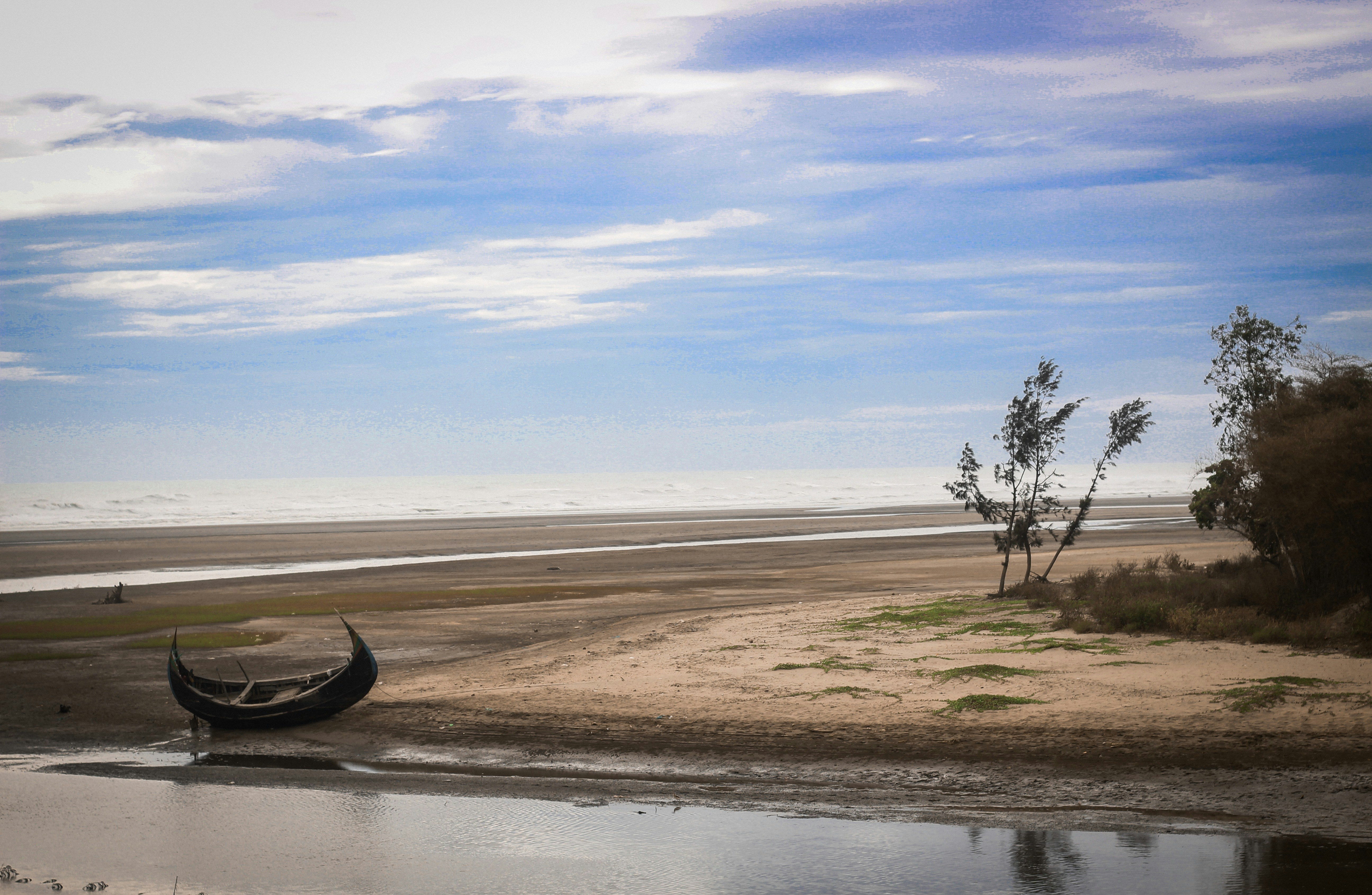 水辺に停められたボート