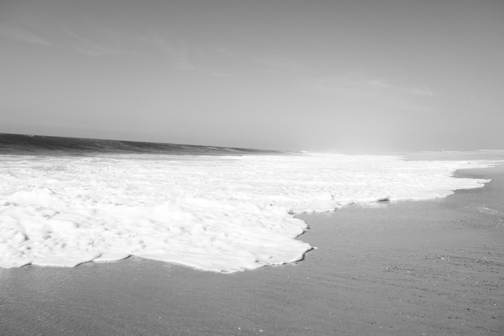 grayscale photo of seashore