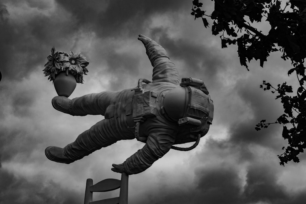 grayscale photography of astronaut