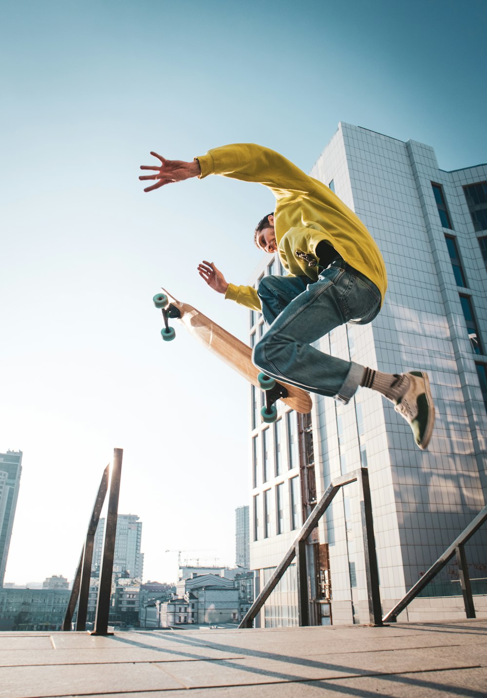 man doing ollie on skate