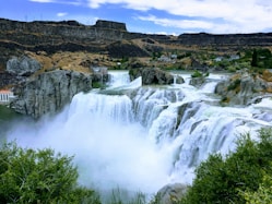 aerial photography of waterfalls