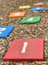 multicolored number boards