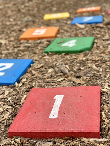 multicolored number boards