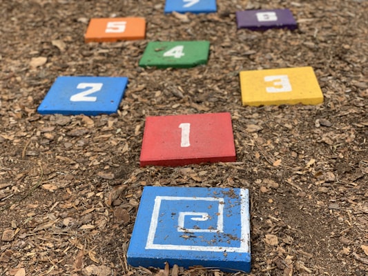 Colorful number blocks on the ground
