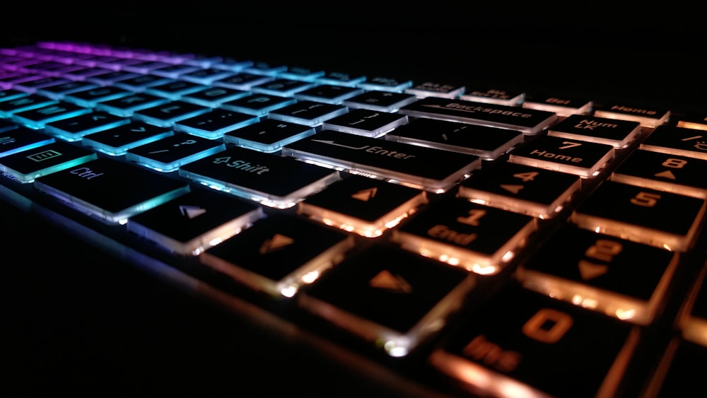 black and blue LED keyboard