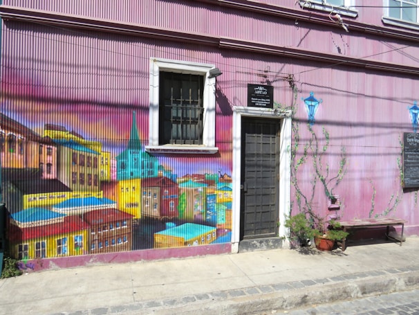 Colorful murals painted by azm volunteers brightening a neighborhood wall.