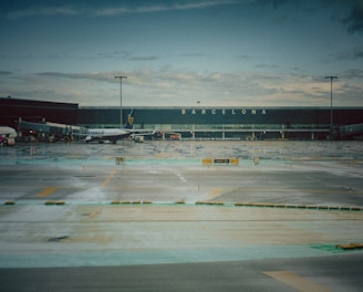 plane station under white clouds