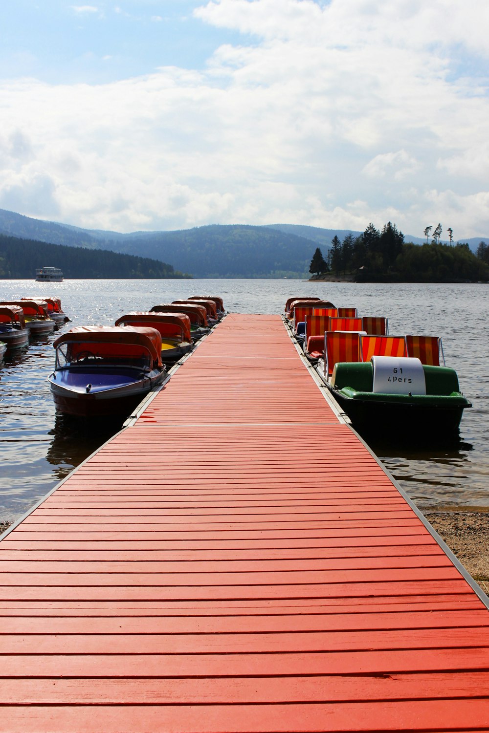 red wooden dock