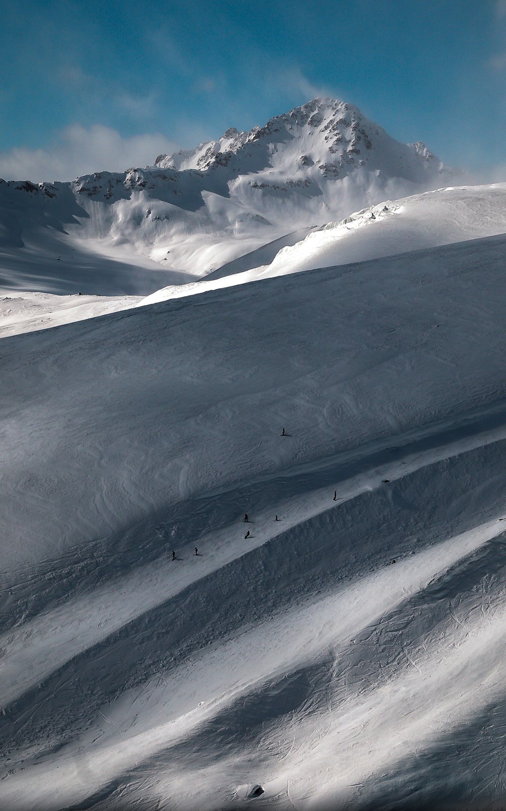 people in white snow covered hill slope