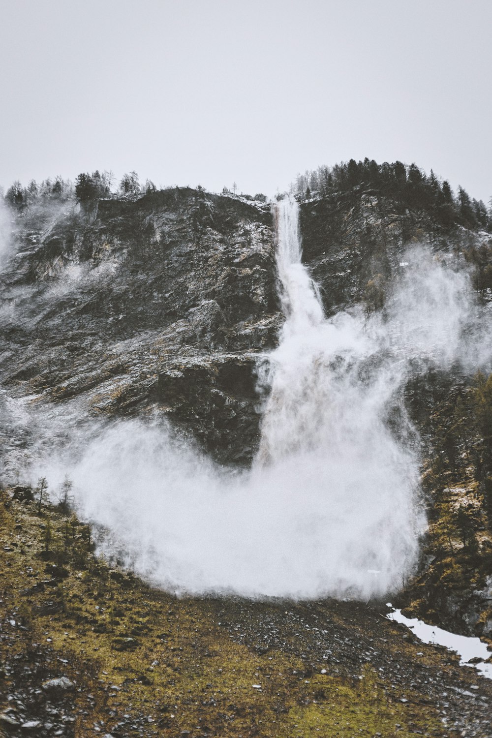 mountain covered with fog