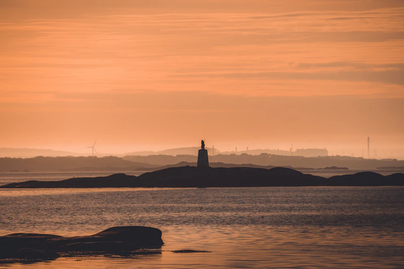 Silhouette of the sea during golden hour
