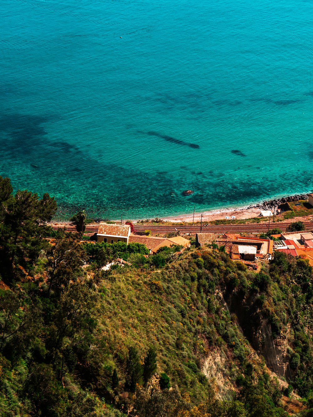 high-angle photography of blue beach