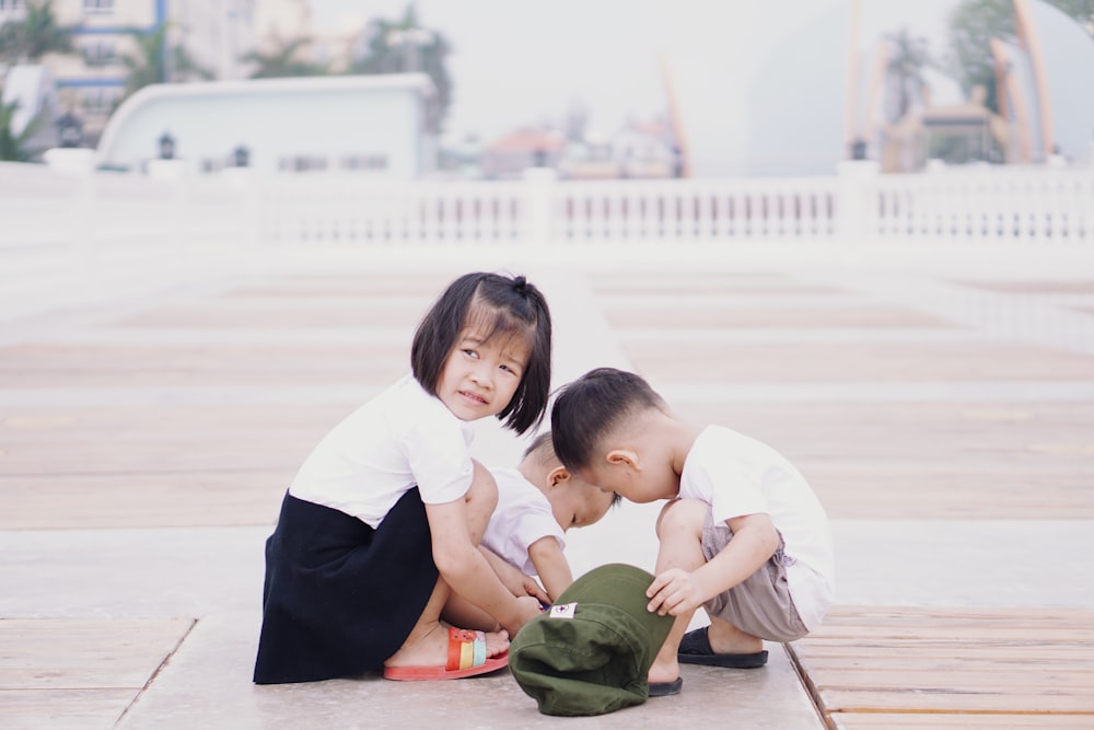 three children playing