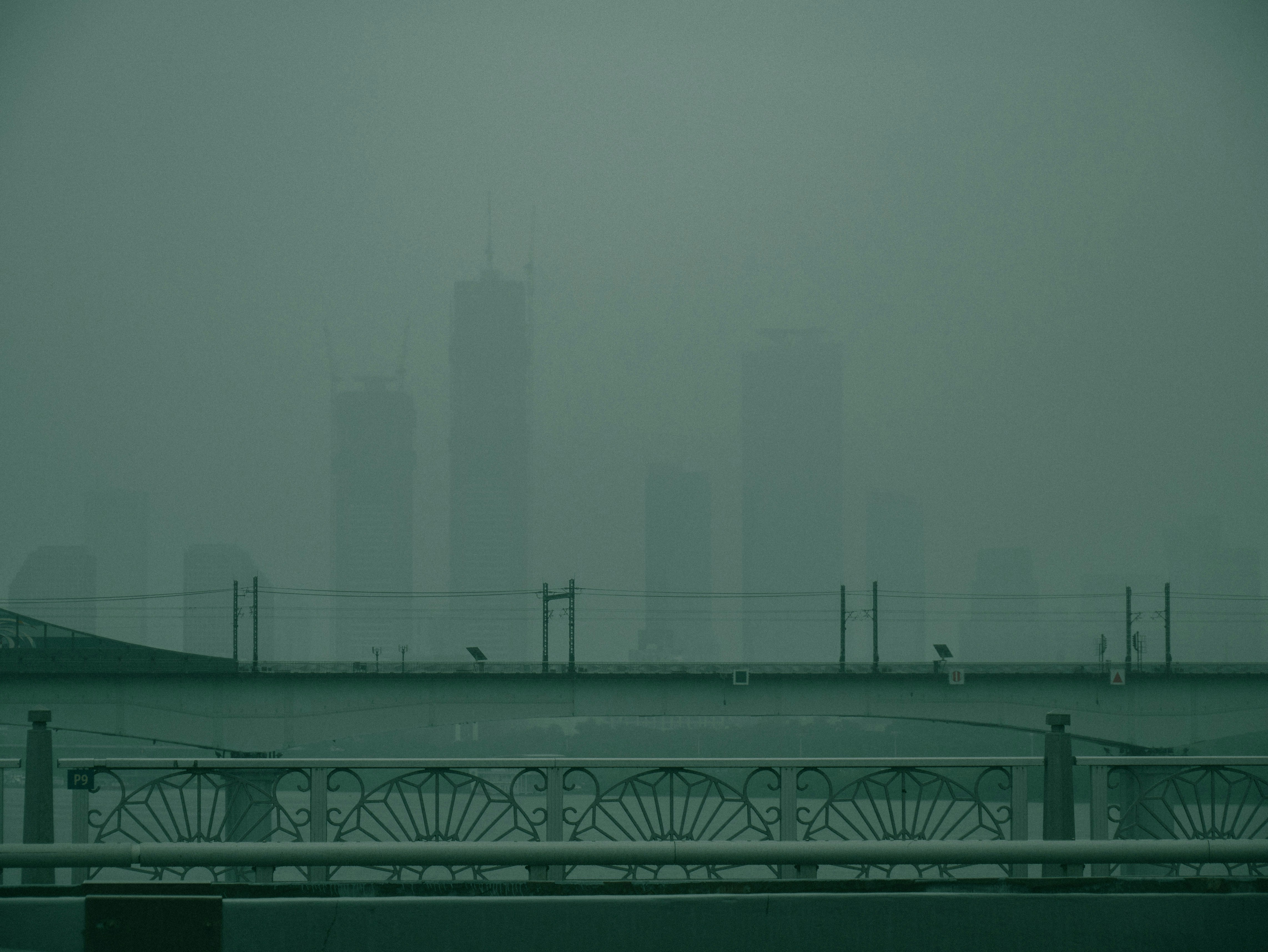 bridge near high-rise buildings