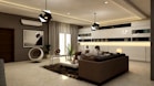 rectangular white coffee table near brown leather sofa