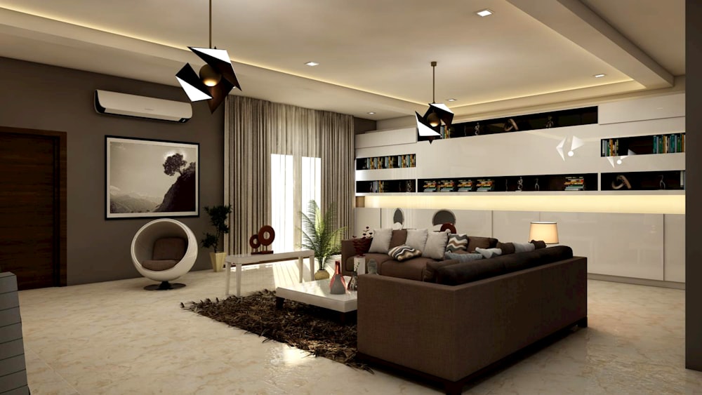 White And Brown Living Room Furniture