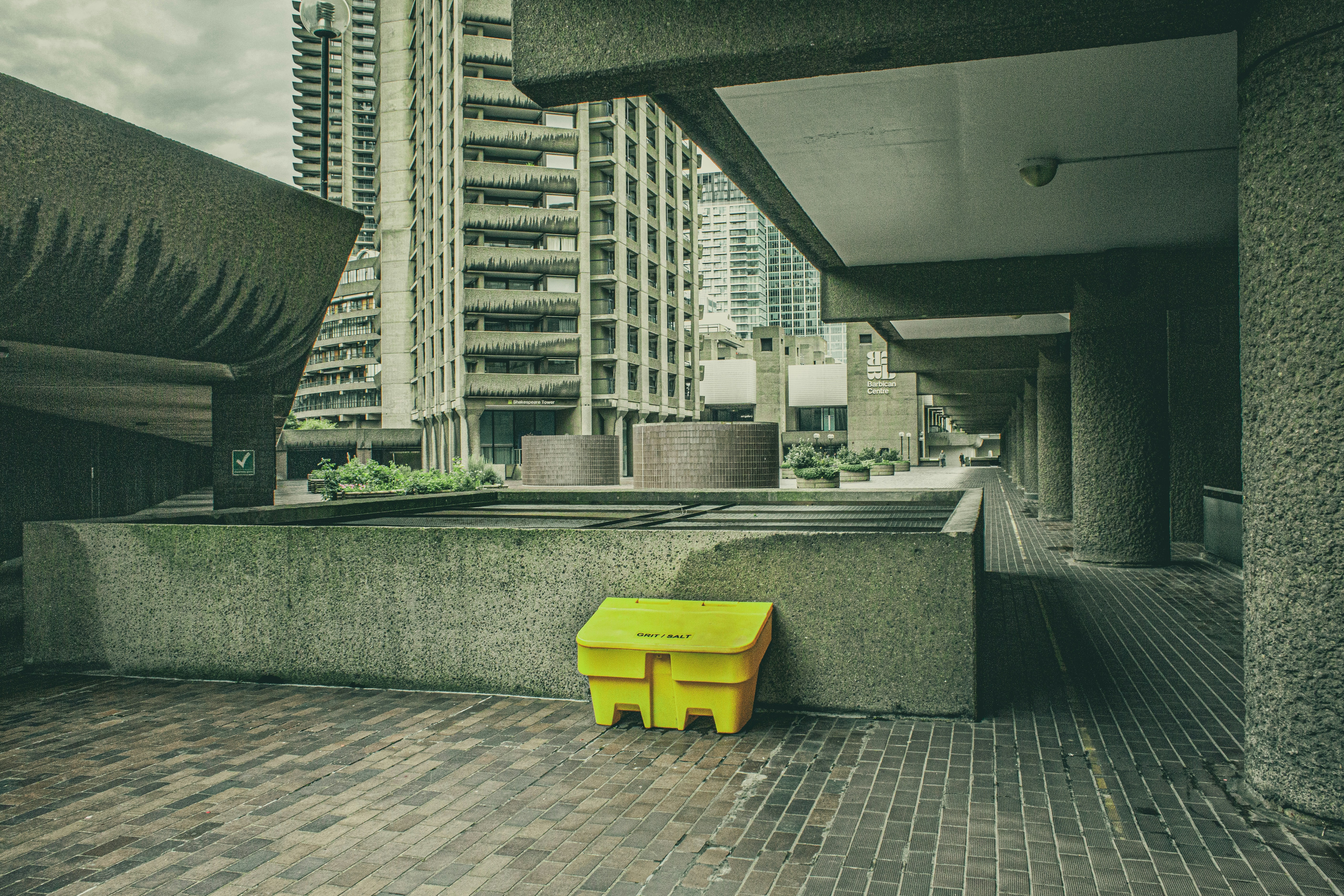 yellow winter grit bin