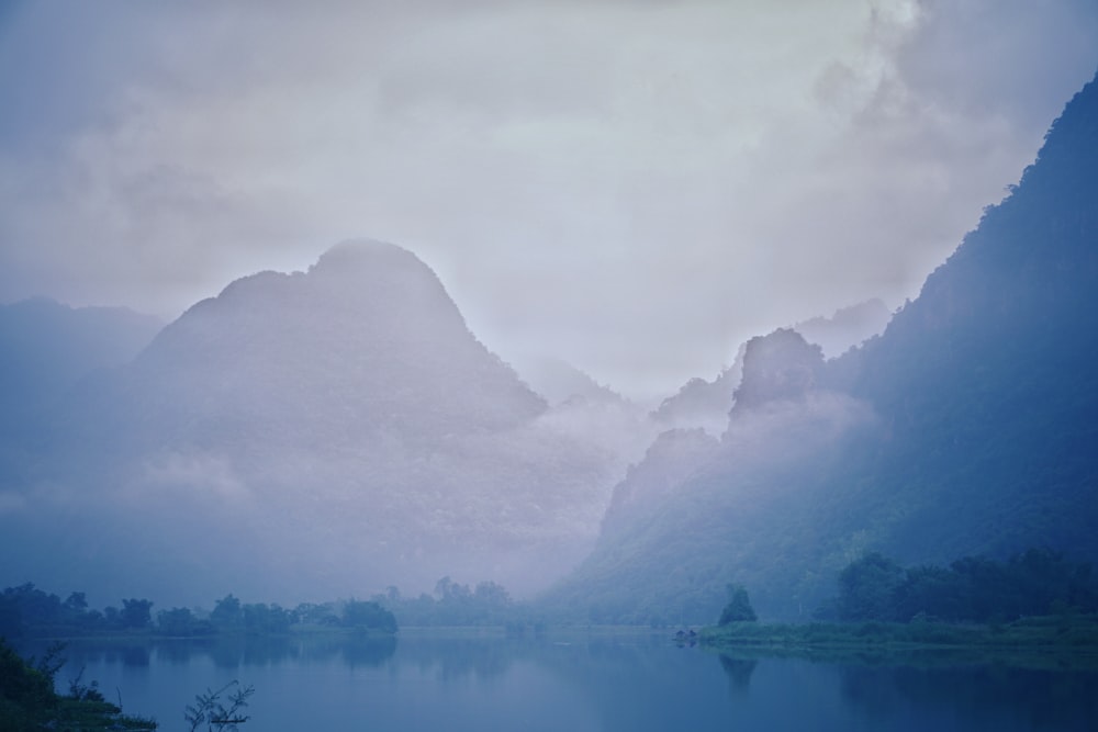 calm water across mountains