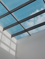 blue sky over clear glass cing