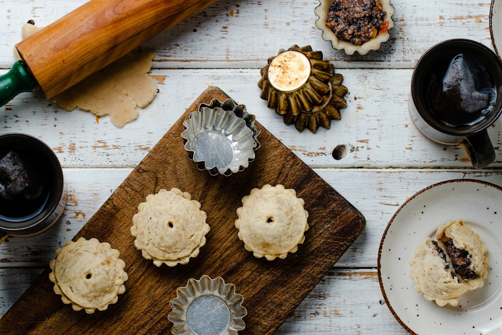 cupcakes on brown wooden board