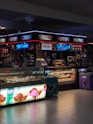 clear glass display counter in building