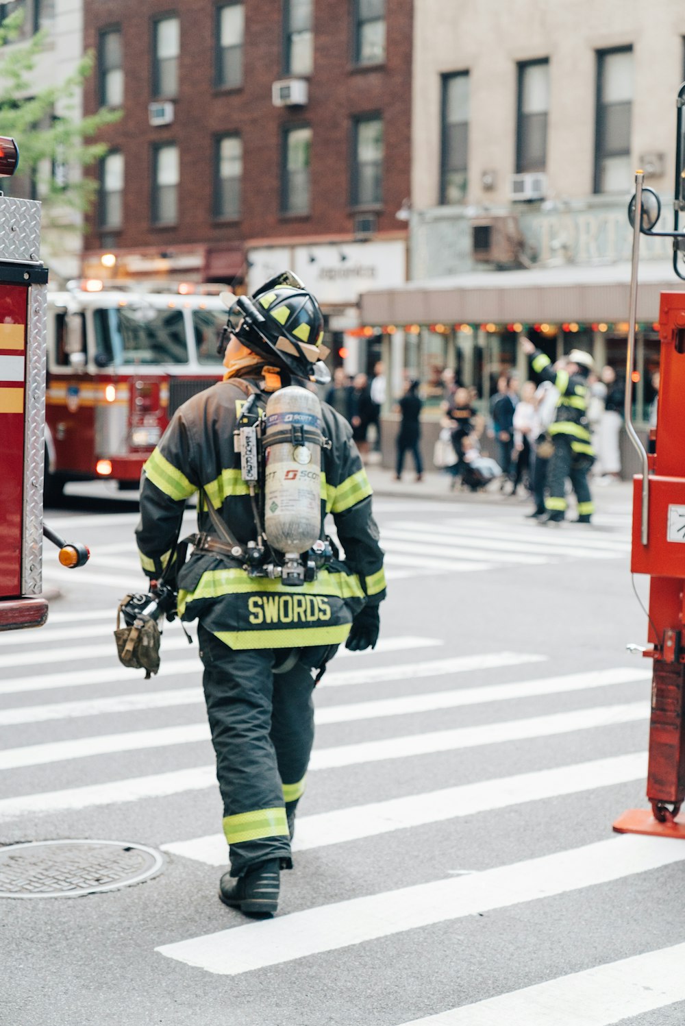 fireman walking on street