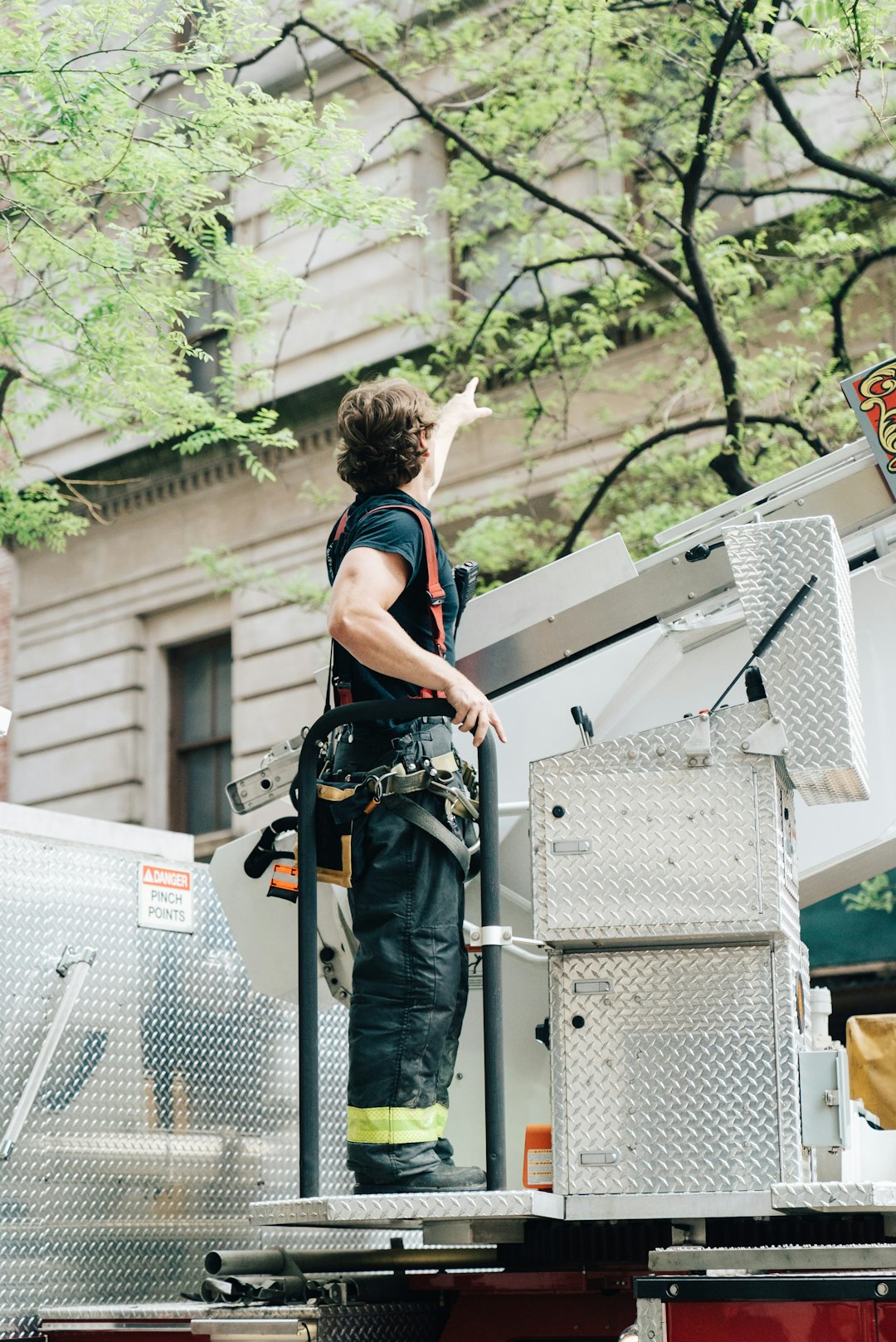 man standing on truck