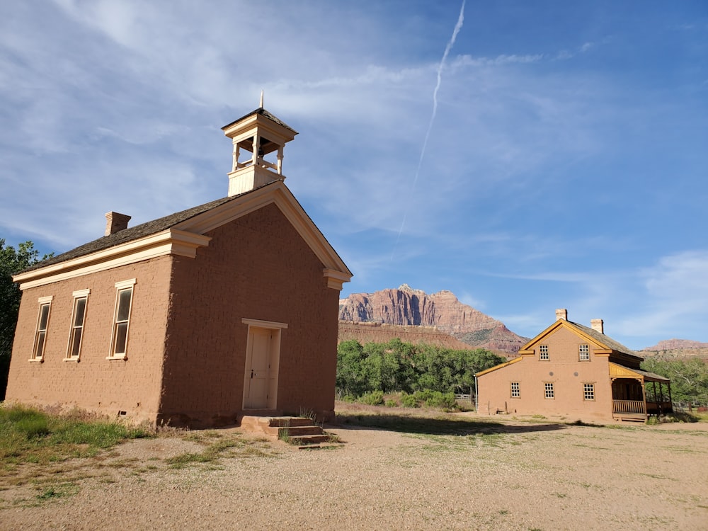 brown and white church building