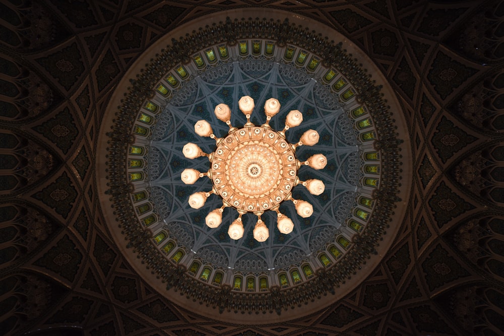 amber and brown chandelier