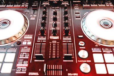 red audio mixer