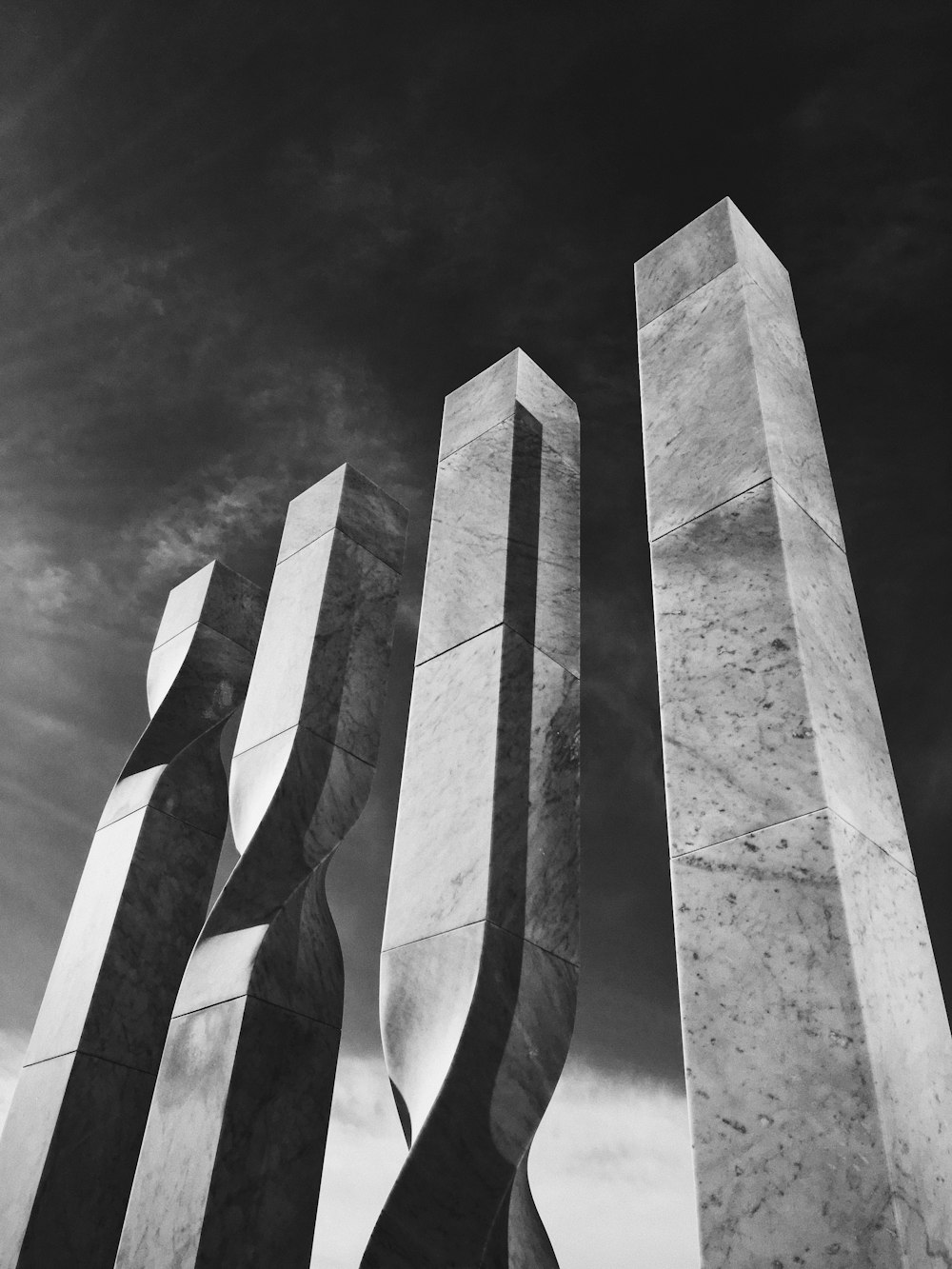 grayscale photography of pillar