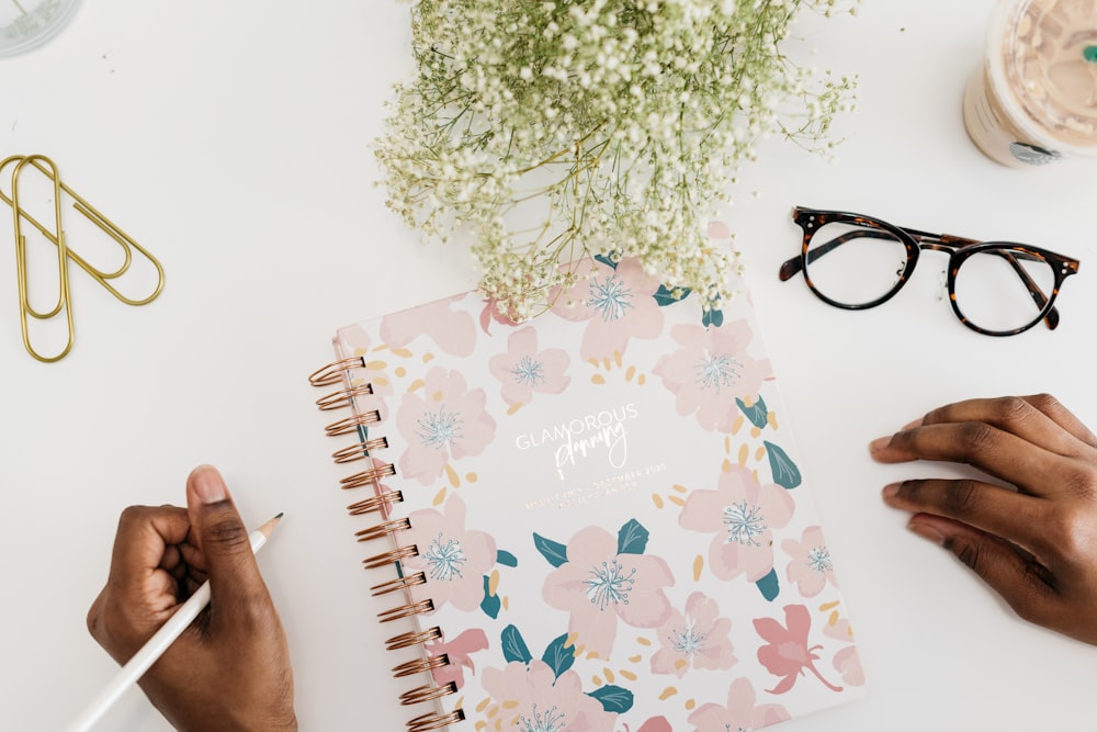 pink floral spiral notebook