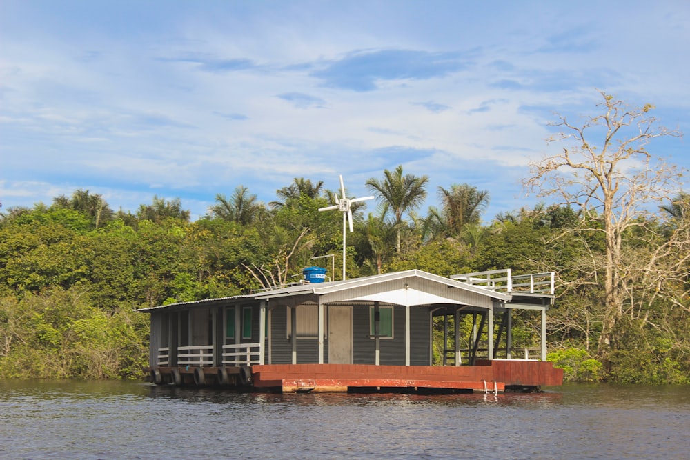 grey house of body of water