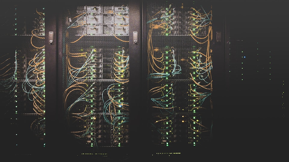 Picture of a racks with network equipment.