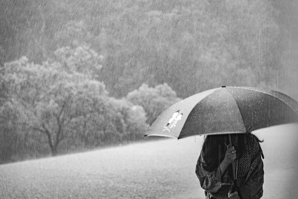 woman under umbrella during rain